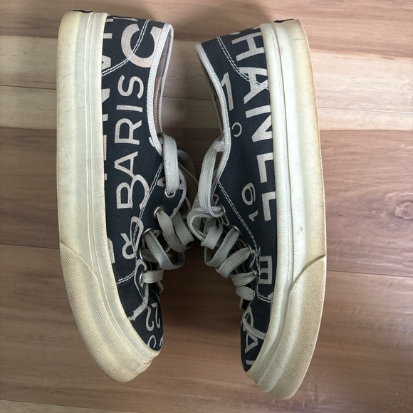 Chanel Black and Cream Canvas Sneakers - Picture 3 of 7